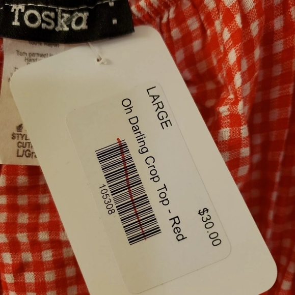 NWT Boutique red tank/crop top lg - Picture 3 of 6